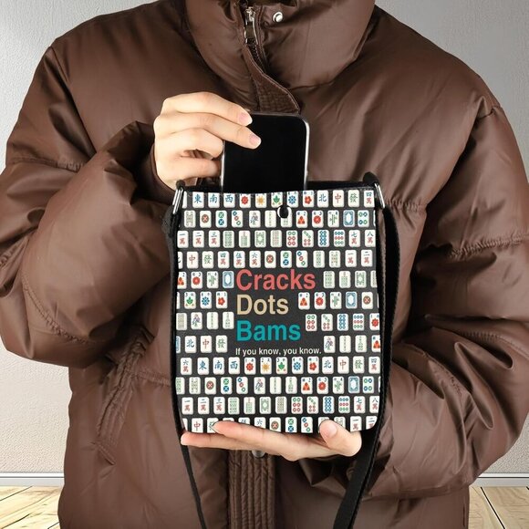 Elegant Mahjong Crossbody Bag - Compact Canvas Travel Accessory for Enthusiasts - Picture 6 of 7